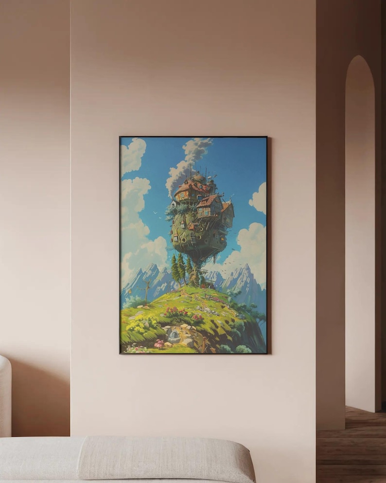 Studio Ghibli-poster - Hayao Miyazaki-filmen Väggkonst, Sophie och Howl Anime-tryck, Estetisk fantasidekor, Canvastavla bild 1
