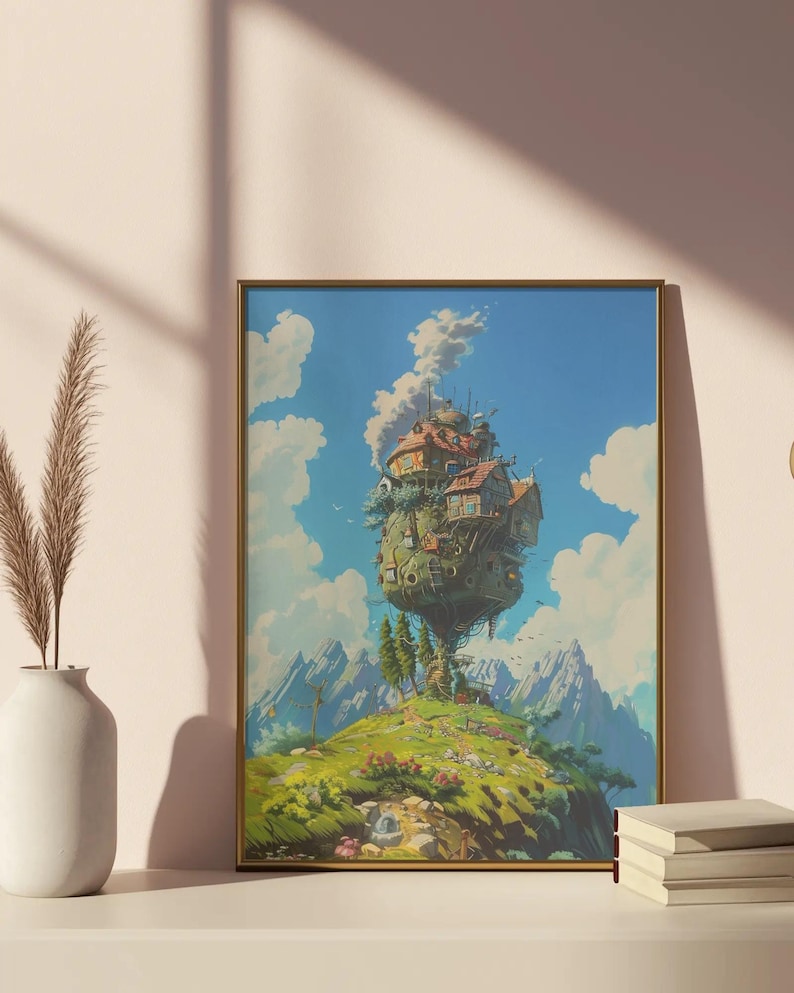 Studio Ghibli-poster - Hayao Miyazaki-filmen Väggkonst, Sophie och Howl Anime-tryck, Estetisk fantasidekor, Canvastavla bild 3
