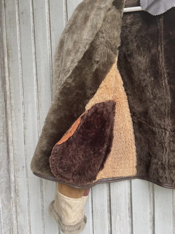 Vintage 80s Patchwork Shearling Jacket - Genuine … - image 10