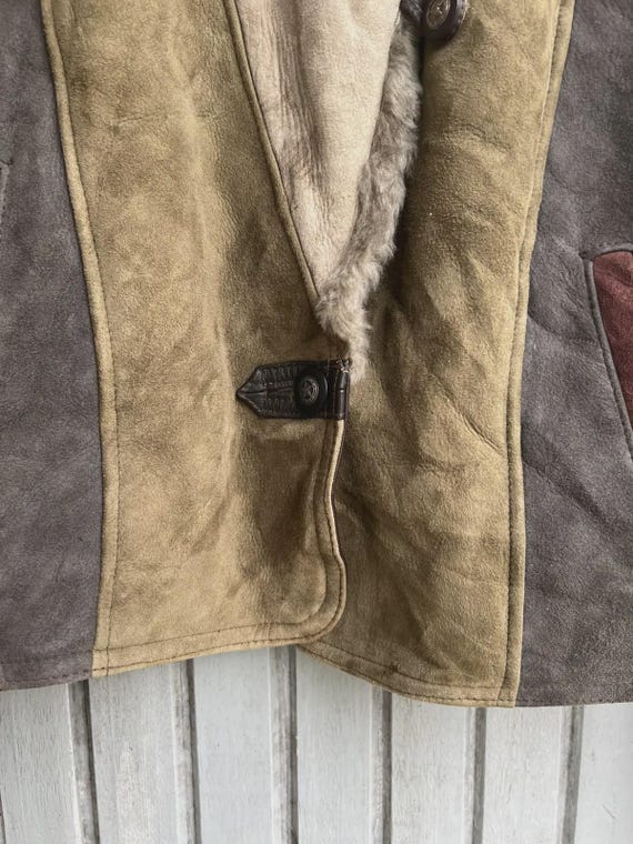 Vintage 80s Patchwork Shearling Jacket - Genuine … - image 7