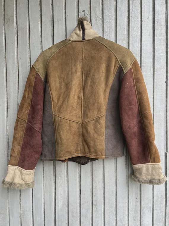 Vintage 80s Patchwork Shearling Jacket - Genuine … - image 2