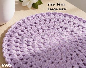 Gehaakte placemat patroon pdf, ronde tafelmattenset, beginnersvriendelijk eetdecor, haaktutorial boho-kant, direct downloaden
