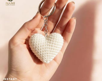 Crochet Heart Keychain Pattern PDF, Mini Amigurumi Plush Heart Bag Charm, Easy Beginner Crochet Tutorial, Valentine Gift Download