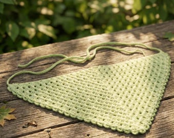 Crochet Bandana Pattern PDF, Easy Crochet Head Scarf, Beginner Friendly Triangle Bandana, Boho Hair Kerchief, Instant Download