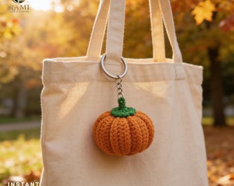 Crochet Pumpkin Keychain Pattern PDF, Amigurumi Pumpkin Charm, Fall Crochet Keyring, Autumn Bag Charm, Halloween Decor, Beginner Friendly