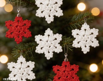 Crochet Snowflake Ornament Pattern PDF, Christmas Crochet Ornament,Winter Decor ,Easy Beginner Snowflake, Digital Download,Snowflake Garland
