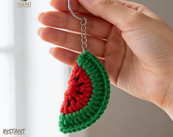 Crochet Watermelon Keychain Pattern PDF, Cute Amigurumi Fruit Keyring, Beginner Friendly Bag Charm Tutorial, Instant Download