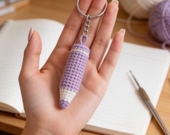 Crochet Buntstifte Schlüsselanhänger Muster PDF | Amigurumi Bleistift Häkelanleitung | Lehrer Geschenk | Zurück zu Schule Taschenanhänger | Anfänger-Tutorial