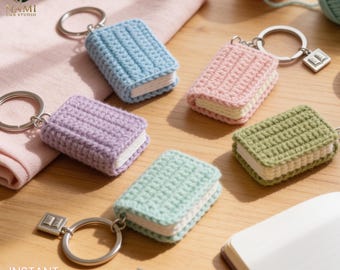 Crochet Book Keychain Pattern PDF | Mini Book Bag Charm | Amigurumi Book Keychain | Beginner Crochet Pattern | Book Lover Gift