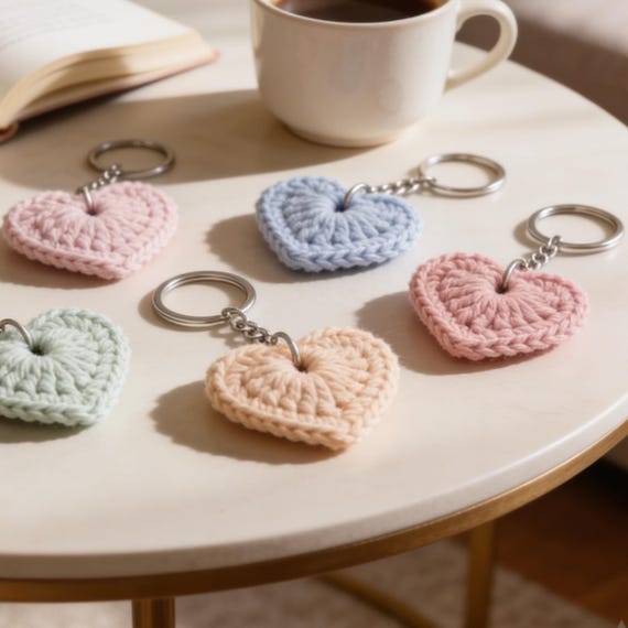 Crochet Heart Keychain Pattern PDF | Amigurumi Heart Bag Charm | Valentine Crochet Keyring | Cute Handmade Gift Instant Download