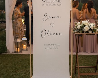 Willkommensschild aus Stoff für Hochzeiten, individuelles Hochzeitsbanner, Willkommensschild im Boho-Stil, Dekoration für Verlobungsfeiern, Willkommensschild für Veranstaltungen