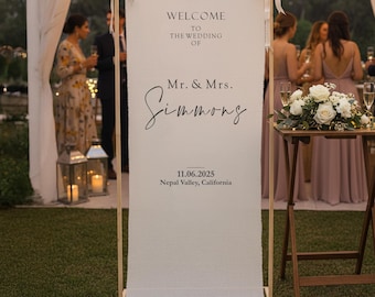 Willkommensschild aus Stoff für Hochzeiten, individuelles Hochzeitsbanner, Willkommensschild im Boho-Stil, Dekoration für Verlobungsfeiern, Willkommensschild für Veranstaltungen