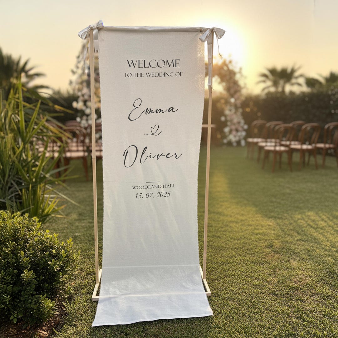 Custom Linen Wedding Welcome Sign, Engagement Party Decor - Etsy
