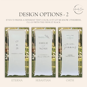 Letrero de bienvenida para boda, letrero de tela de lino para recepción de boda, letrero de tela personalizado, paquete de letreros de boda, bienvenido a nuestra boda imagen 4