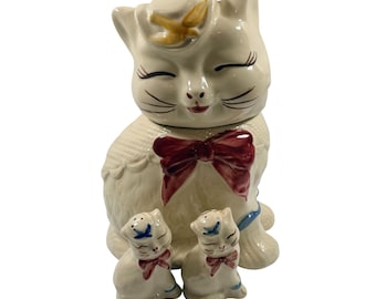 Vintage Ceramic Shawnee Puss N Boots Cat Cookie Jar, Salt, Pepper Shakers