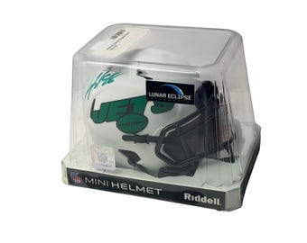 Signed Riddell NFL New York Jets Lunar Eclipse Mini Helmet By Anthony Becht In Display Case