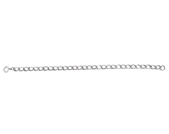 Vintage Sterling Silver Engraved Chain Charm Bracelet Spring-Ring Clasp 6.5" 9g