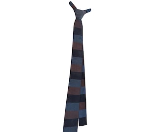 Vintage 1950-60-tals smal slips brun blå blockrandig Montgomery-Roberts Mad Men
