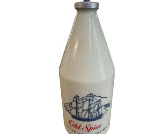 Vintage Old Spice After Shave Lotion 9 1/2 Oz Shulton Glass Bottle Ship Design