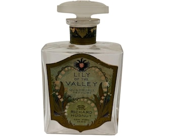 Vintage Richard Hudnut Lily Of The Valley Quadruple Perfume Bottle 5 Inches With Elegant Label