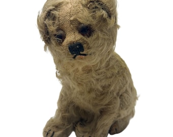 Vintage Steiff Mohair Teddy Bear Dog Toy W/ Glass Eyes & Embroidered Nose 5.5"