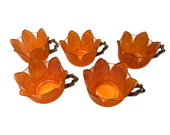 Vintage Set 5 Westmoreland Orange Peel Tulip Sherbert  Ice Cream Cups circa 1906