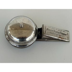 Sonnette d'alarme mécanique vintage Surety Alarm Company, cloche chromée, Early Security