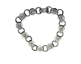 Sarah Coventry Vintage Young And Gay Silver Tone Floral Link Chain Bracelet