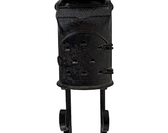 Antique Black Cast Iron Wall-Mount Letter Mailbox Scroll Paper Brackets Hooks