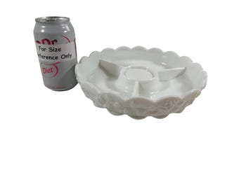 Vintage Westmoreland Paneled Grape Milk Glass Delad Relish Dish Chip Dip 9"