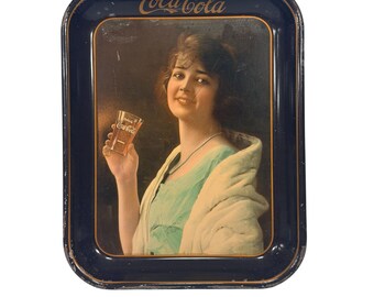 Vintage Coca-Cola Tin Serving Tray 1920s Flapper American Art Works 13 x 10.5"