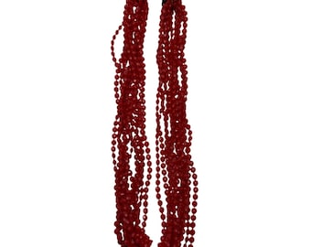 Vintage Multi-Strand Red Beaded Necklace With Decorative Clasp 15" Choker