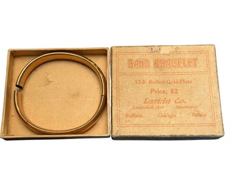Victorian Larkin 12K Rolled Gold Plate Band Bracelet W/ Original Box - READ AI