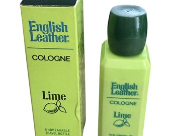Vintage English Leather Lime Cologne 1 oz Travel Bottle w/ Box MEM Full