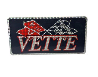 Vintage 1970s-80s Corvette Iridescent Prismatic Prism Front Car License Plate