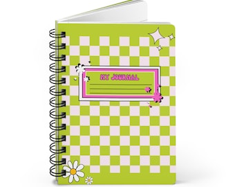 Groen Groovy notitieboek met spiraal | Retro gelinieerd dagboek