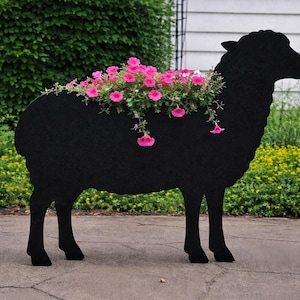 羊のフラワーポットホルダー＆プランター、ガーデンデコレーション、農場テーマ