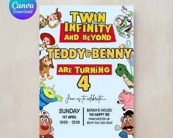 Invitación de cumpleaños de Toy Story "Twin Infinity And Beyond" (Descarga digital)