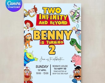Invitación de cumpleaños número 2 de Toy Story: Dos Infinitos y Más Allá (Invitación en Canva, descarga digital)