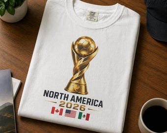 Nordamerika 2026 Fußball Trophy T-Shirt, Unisex Baumwoll-T-Shirt