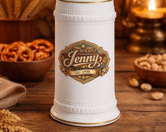 Personalisierter Bierkrug - 22 Unzen Individueller Keramikkrug mit Golddetail