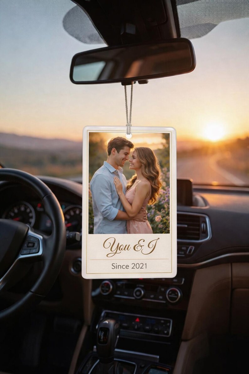 Ambientador para coche con foto personalizada: accesorio colgante con aroma personalizado (Pino, Coche nuevo, Hielo negro) imagen 8