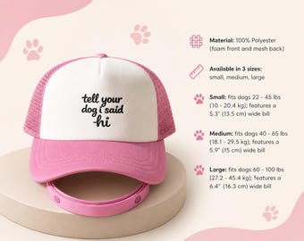 Hunde Cap mit Ohrlöchern - Atmungsaktiver Mesh Haustier Cap, verstellbarer Sonnenschutz Hut für Hunde (S, M, L)