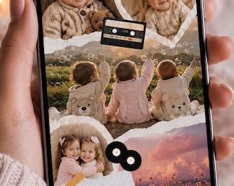 Bearbeitbare Collage Foto Telefon Hintergrundbild - Anpassbare Canva Vorlage für Studenten & Erinnerungen