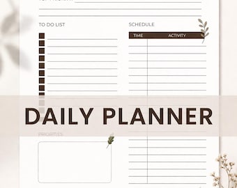 Minimalistischer Tagesplaner Printable | A4 Stundenplan, To-Do-Liste (editierbarer PDF-Download)