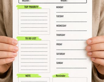 Minimalistischer Wochenplaner Printable | Grüner Organizer (Digitaler Download)