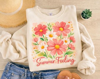 Summer Vibes PNG, Floral Watercolor Sublimation Design, Trendy Summer Shirt Clipart, Cute Aesthetic Summer , Beach Vacation PNG