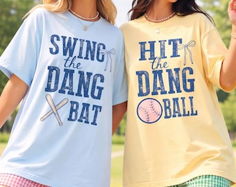 Baseball Mom Shirt PNG, Swing The Dang Bat, Hit The Dang Ball, Retro Game Day Design, Travel Baseball Mom Sublimation PNG