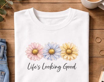 Daisy Floral Quote PNG, Retro Flower Shirt Graphic, Inspirational Summer Design (Digital Download)