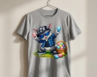 Dabbing Easter Bunny Boy PNG, Funny Easter PNG for Kids, Retro Easter Basket Design, Boy Easter Shirt Sublimation, Instant Download